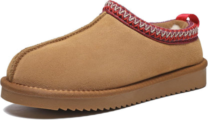 Women's Slippers Genuine Suede Platform Mini Boots Mens Faux Fur Warm Lining Winter Mules Cozy Warm House Shoes Indoor and Outdoor