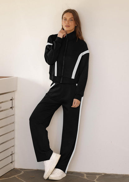 XIEERDUO Lounge Sets for Women 2025 Sweatsuit 2 Piece Outfits Sweatshirt Wide Leg Sweatpant Tracksuit Matching Set
