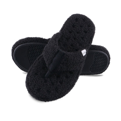 isotoner Women's Indoor/Outdoor Cozy Plush Terry Knit Clog and Flip Flop Slippers with Memory Foam Comfort, Evening Sand, 7.5-8isotoner Women's Indoor/Outdoor Cozy Plush Terry Knit Clog and Flip Flop Slippers with M… l