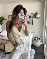 Mina Self Womens Linen Vest Tank Tops 2025 Summer Lightweight V- Neck Cute Cropped Casual Fashion Beach Vacation Corset Top