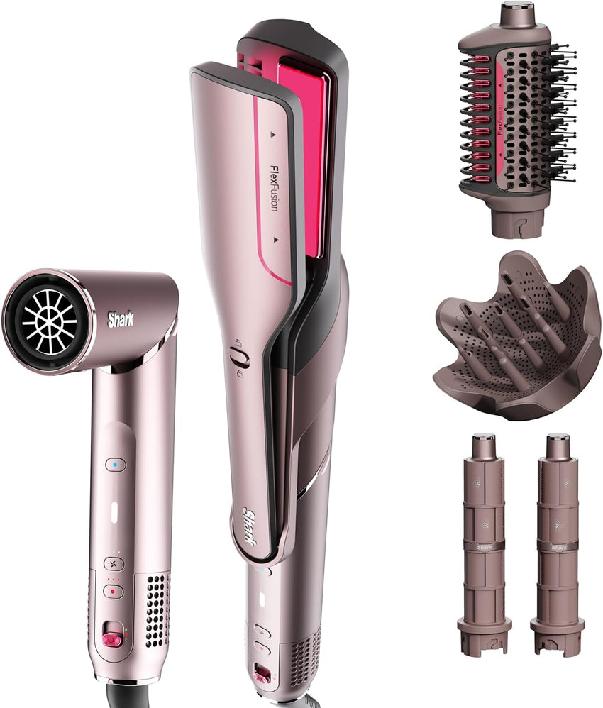 Shark HD430 FlexStyle Air Styling & Drying System, Powerful Hair Dryer Brush & Multi-Styler with Auto-Wrap Curlers, Paddle Brush, Oval Brush, Concentrator Attachment, Stone