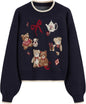 CIDER Women's Fall Sweaters Long Sleeve Cute Sweaters Bear Graphic Crewneck Soft Knit Casual Cropped Pullover