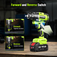 Cordless Impact Wrench, 406Ft-lbs (550N.m) Brushless 1/2 inch, 2800RPM High Torque Impact Gun, 2x 4.0Ah Battery, Charger, 4 Sockets, Electric Impact Wrench for Car Home