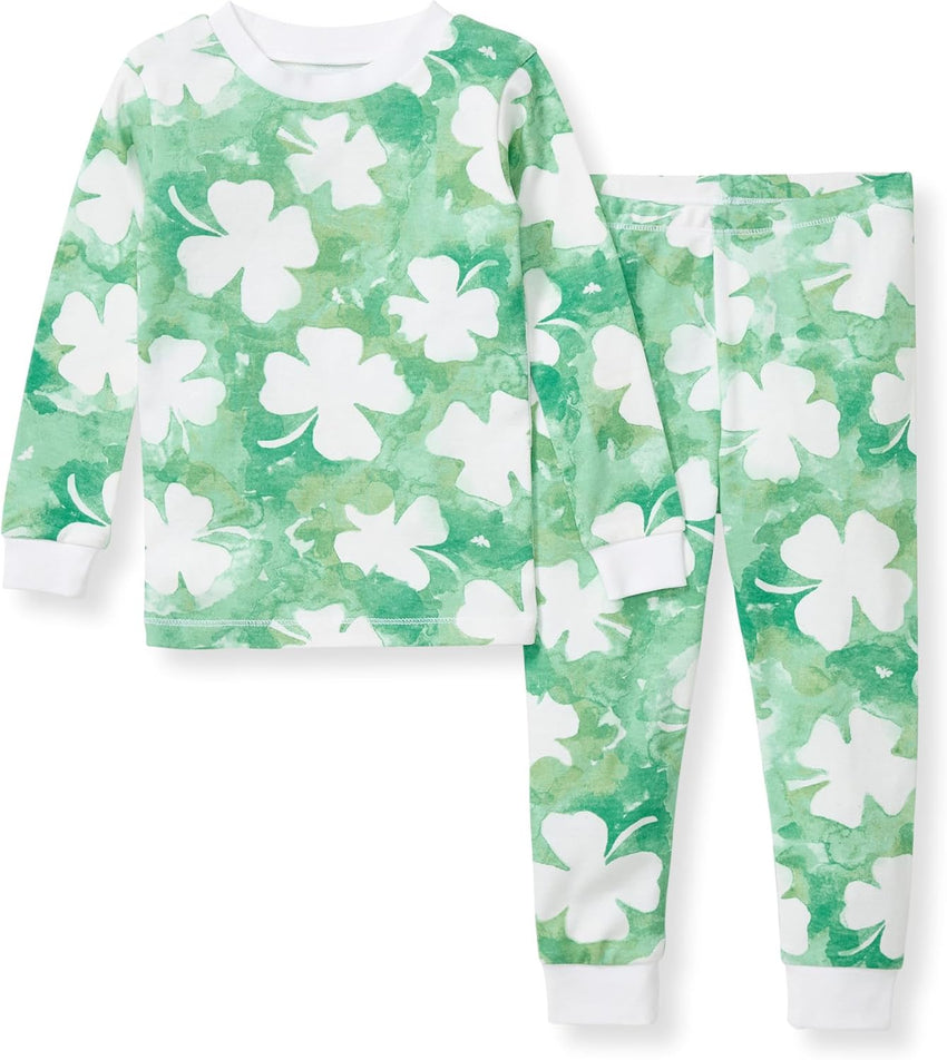 Burt's Bees Baby Girls' Pajamas, 2-Piece Long Sleeve Tee and Pants Organic Cotton PJ Set