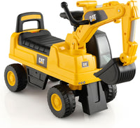 HONEY JOY Kids Ride on Tractor, Licensed Caterpillar Ride On Push Car for Toddlers, Detachable Trailer, Shovel & Rake, Horn, Engine Sound, LED Lights, No Power Ride On Toy for Boys Girls (Yellow)