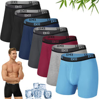 Mens Underwear Breathable Boxer Briefs 7 Pack Bamboo Rayon Boxers for Men Soft Stretchy Men's Underwear with Fly