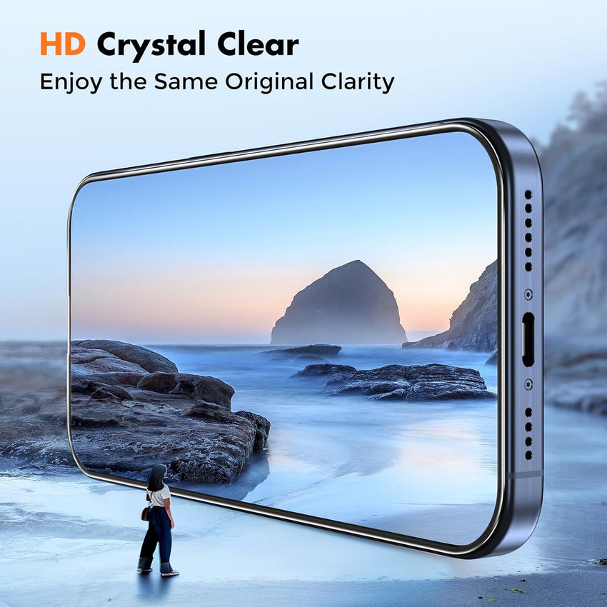UNBREAKcable 3-Pack Screen Protector for iPhone 15 Pro Max, Double Shatterproof Tempered Glass [Easy Installation Frame] [HD Clear] [9H Hardness] [Full Coverage] for iPhone 6.7 inch