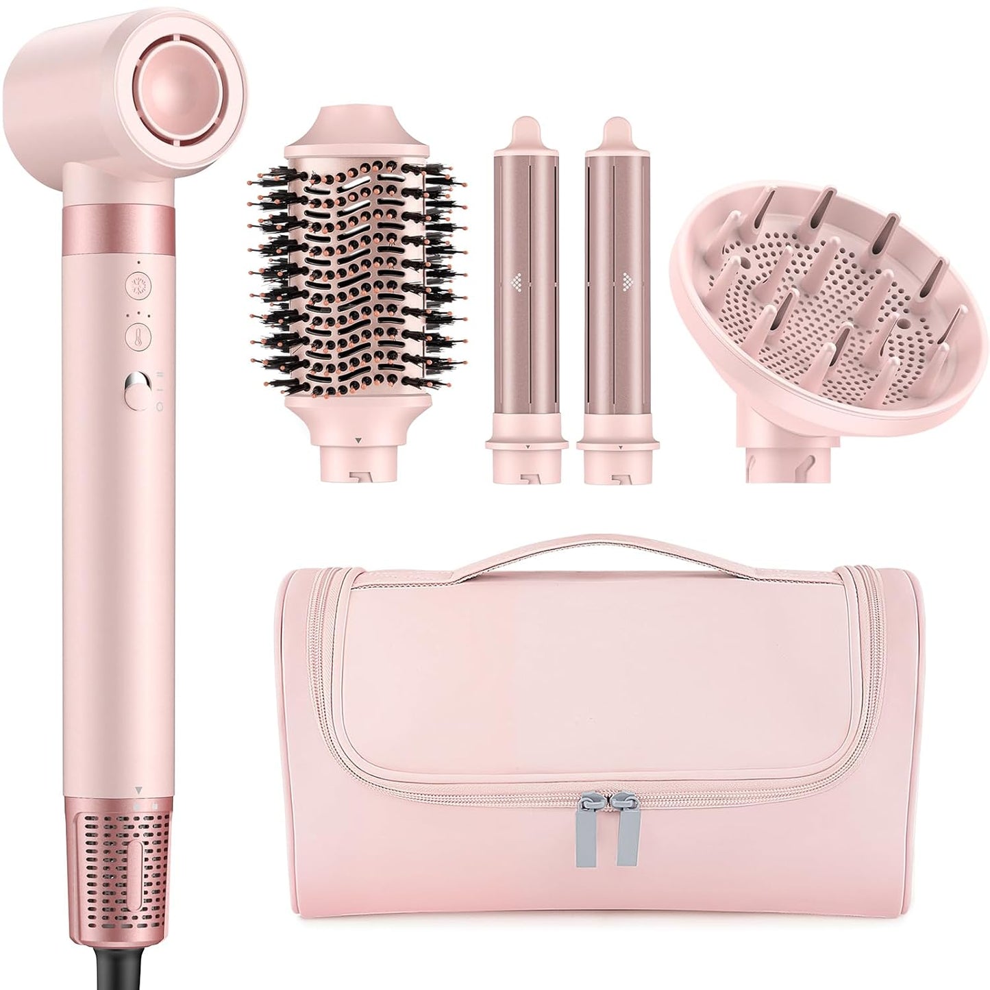 5 in 1 Hot Air Styler Wrap – High-Speed Hair Dryer Brush with Auto Wrap Curlers, Fast Drying & Frizz-Free Styling, No Heat Damage, Volumizing Brush with Travel Bag