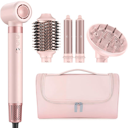 5 in 1 Hot Air Styler Wrap – High-Speed Hair Dryer Brush with Auto Wrap Curlers, Fast Drying & Frizz-Free Styling, No Heat Damage, Volumizing Brush with Travel Bag