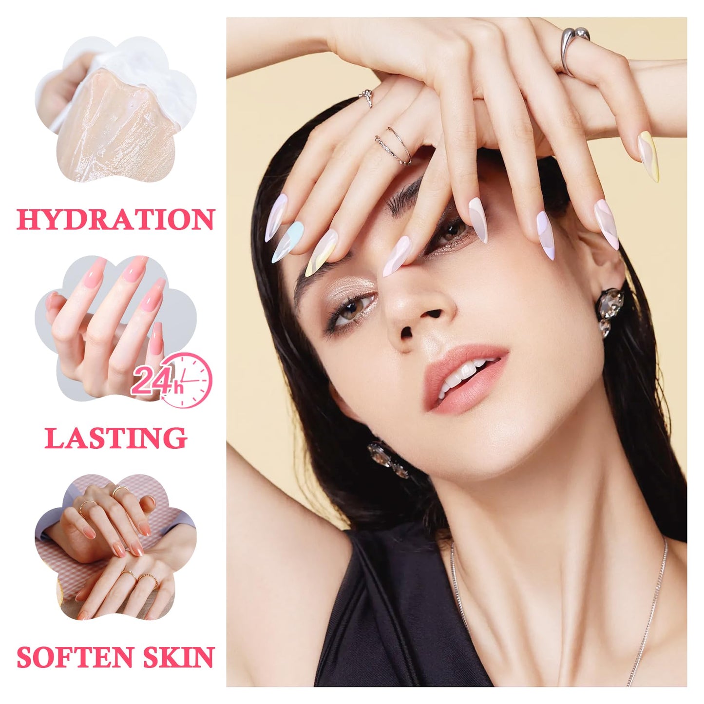 LZYLLS 6 Pairs Hand Masks Moisturizing Gloves, Hydrating Hand Mask Moisturizer Gloves Care for Dry Cracked Hands, Smooth Long Lasting Soft Firming Hand Mask Gift Set for Men Women（A