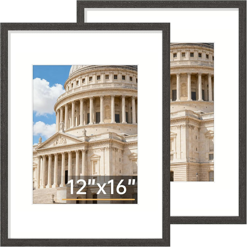 Vittanly 8x10 Picture Frame Set of 2, Solid Wood Frame for Wall or Tabletop, Display Photo 5x7 with Mat or 8x10 without Mat, Natural