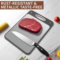 Titanium Cutting Boards for Kitchen Non-Toxic – Double Sided Metal for Meat/Fish & Wheat Straw PP for Fruits/Vegetables, Dishwasher Safe, Hygienic, Pure Cut Easy Clean Chopping Board Large