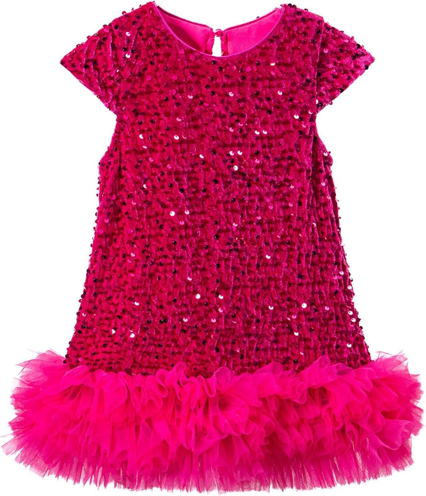 Tutu.kk Toddler Girls Sequin Dress A-Line Sparkly Sleeveless Wedding Gown Party Dresses for Girls