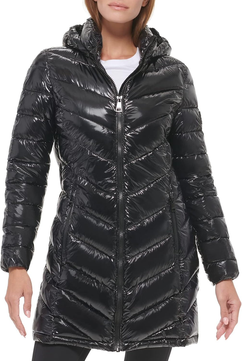 Calvin Klein Women's Long Chevron Puffer Jacket
