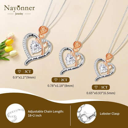 Luxury Moissanite Heart Necklace for Women – 925 Sterling Silver Heart Pendant, Sparkling Jewelry Gift for Wife, Girlfriend, Mom & Daughter