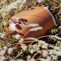 GRANDTIES Insulated Coffee Mug with Handle–Sliding Lid for Splash-Proof 16oz Wine-Glass Shape Thermal Tumbler with Double Walled Vacuum Stainless Steel to Keeps Beverages Hot or Cold-Cognac Metallic