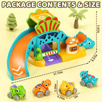 Lehoo Castle Toys for 1 Year Old Boys, Dinosaur Slide with 4 Mini Push Cars for Baby 12-18 Months, Infant Play Vehicle Set, Educational Learning First 1st Birthday Gifts for Kids, Girls, Toddlers 1-3