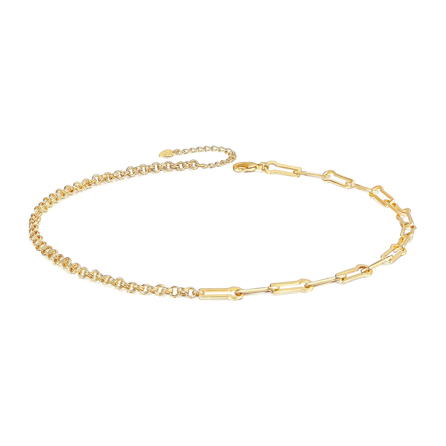 Aobei Pearl 18K Gold Plated Paperclip Chain Choker Satellite Chain Freshwater Cultured Biwa Pearl Pendant Necklace Dainty Turquoise Jewelry for Women