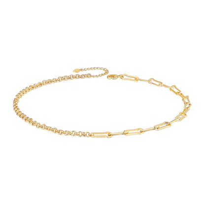 Aobei Pearl 18K Gold Plated Paperclip Chain Choker Satellite Chain Freshwater Cultured Biwa Pearl Pendant Necklace Dainty Turquoise Jewelry for Women