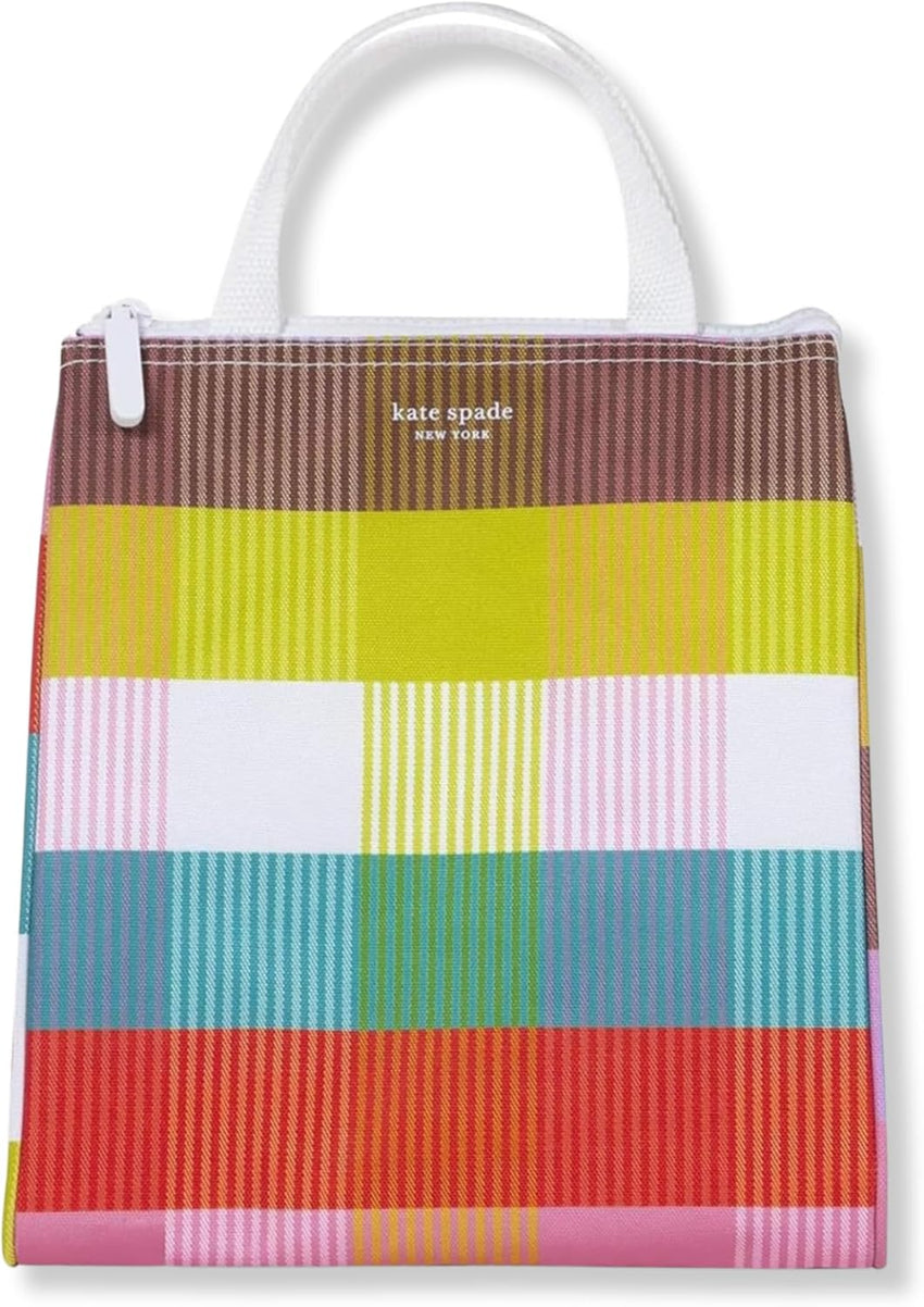 Kate Spade New York, Portable Soft Cooler Lunch Bag with Silver Insulated Interior Lining and Storage Pocket, Joy Dot