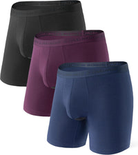 DAVID ARCHY Men's Underwear Ultra Soft Modal Dual Pouch Trunks Ball Pouch Bulge Enhancing Boxer Briefs for Men 3 or 4 Pack