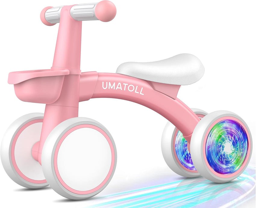 Umatoll Colorful Lighting Baby Balance Bike Toys for 1 Year Old Boys Gifts, Adjustable Seat Baby Walker, One Year Old Boy Birthday Gifts, 12-24 Months Toddler First Ride on Toys