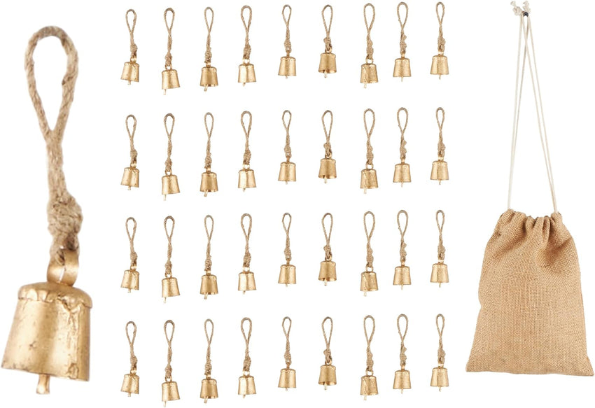 Deco 79 Rustic Metal Cowbell Decorative Bells, 4" x 3" x 29.01", Gold