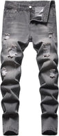 HENGAO Boy's Distressed Ripped Skinny Jeans