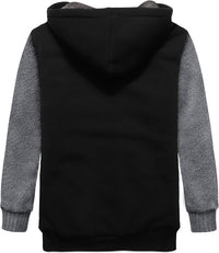 SWISSWELL Hooded Jacket for Boys Full Zip Ultra Soft Sherpa Fleece Hoodie Sweatshirt for Kids School Hooded Outerwear