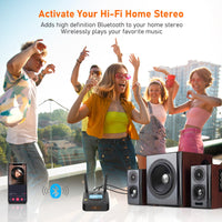 [Upgraded] 1Mii B06Pro Long Range Bluetooth Receiver, HiFi Wireless Audio Adapter, Bluetooth 5.1 Receiver with 3D Surround aptX HD Low Latency Optical RCA AUX 3.5mm Coaxial for Home Stereo System