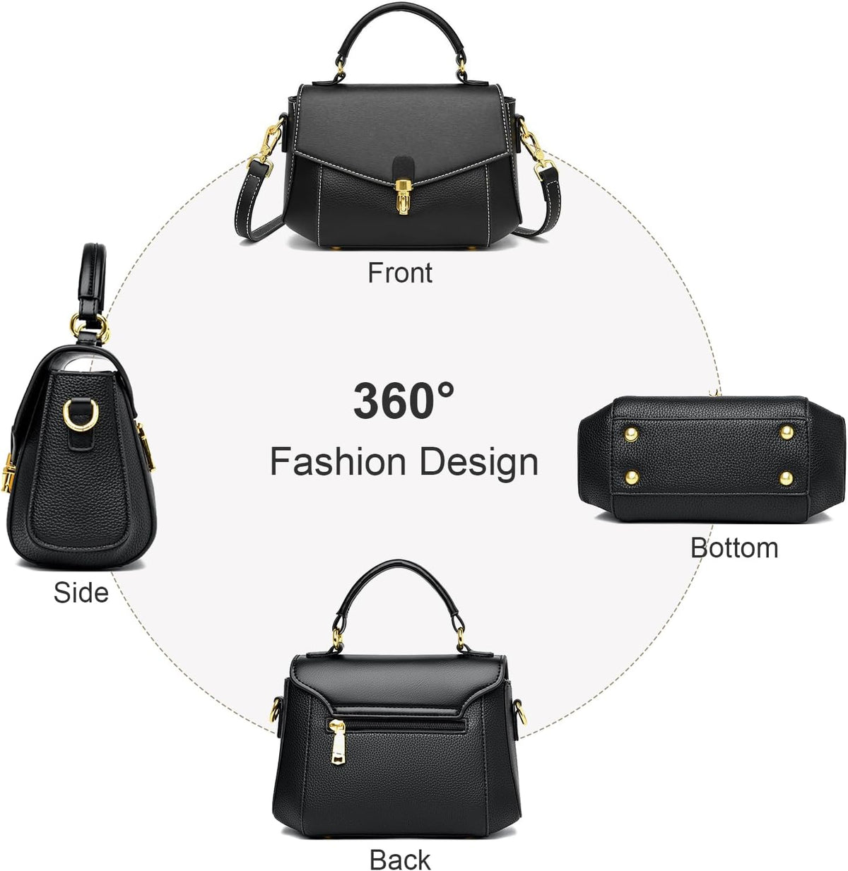 imeetu Crossbody Bags for Women, Leather Shoulder Bag, Purses and Handbags | Genuine Leather Womens Crossbody Purse, Structure Shoulder Purse with Top Handle & 2 Straps for 3 Styles, Travel, Daily, Gift
