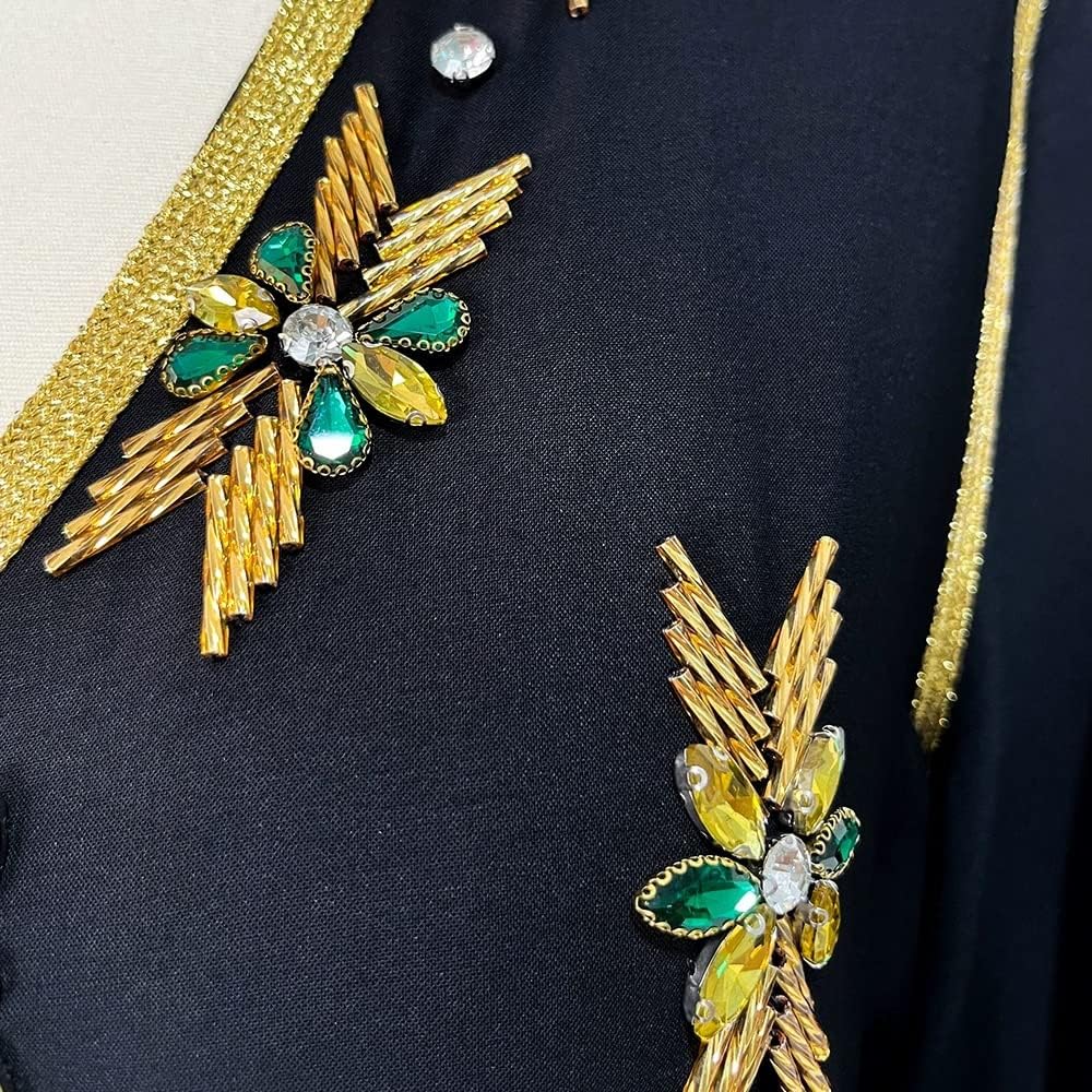 PolyJolly Handmade Bead Abaya Dress for Women Dubai Sadui Fancy Moroccan Kaftan Wedding Attire Collection