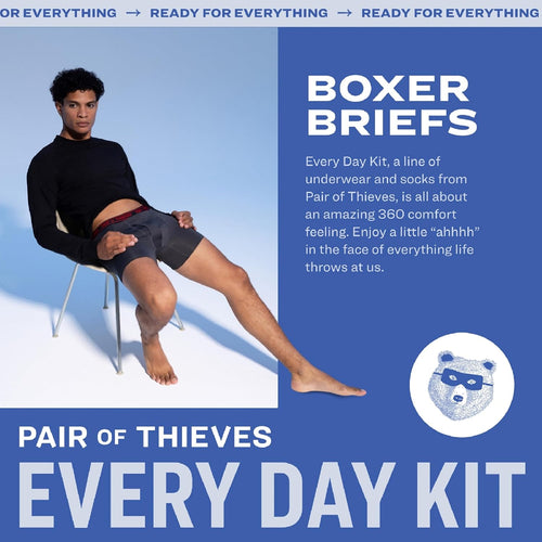 Pair of Thieves 4 Pack Mens Boxer Briefs - Soft, Stretchy, Moisture-Wicking Underwear for Men - All-Day Comfort and Support