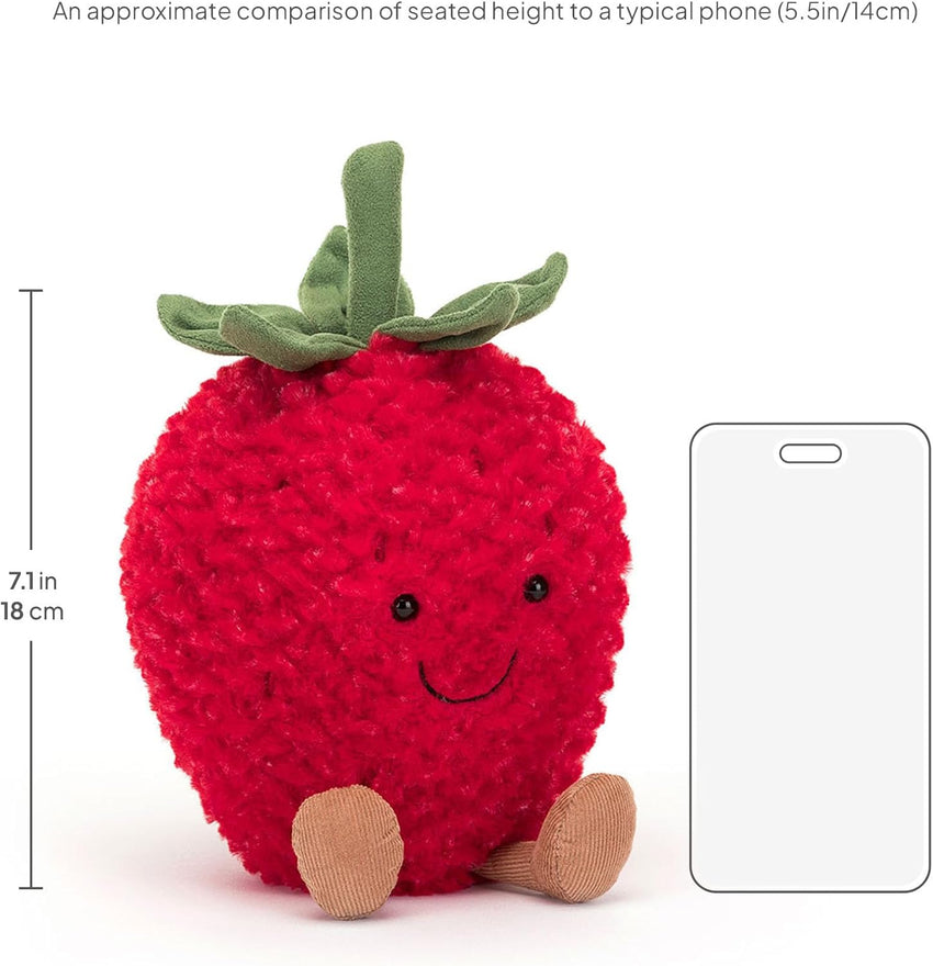 Jellycat Amuseables Strawberry Stuffed Toy, 8 inches - Fruit Plush - Fun Gift Idea