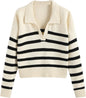 CIDER Women’s Polo Sweater Striped Collared Lightweight Long Sleeve V Neck Pullover Fall Sweater Tops 2025