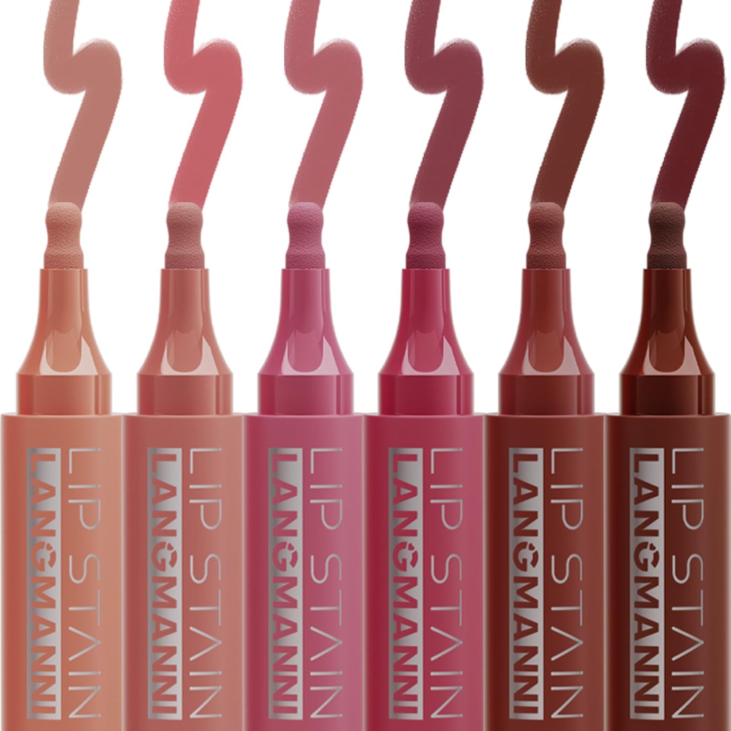 Jolilab 4 Colors Lip Stain Set:Marker Matte Liquid Lip Stain Pen,Highly Pigmented,Long-Lasting,Lip Liner Lip Contour Multi-Use.(#01+02+03+04)