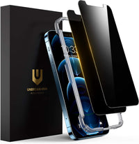 UNBREAKcable Privacy Screen Protector for iPhone 16 Pro Max, Anti-Spy Shatterproof Tempered Glass [True 28°Anti Spy] [9H Hardness] [Easy Installation Frame] Black Protector for iPhone 6.9" - 2 Pack