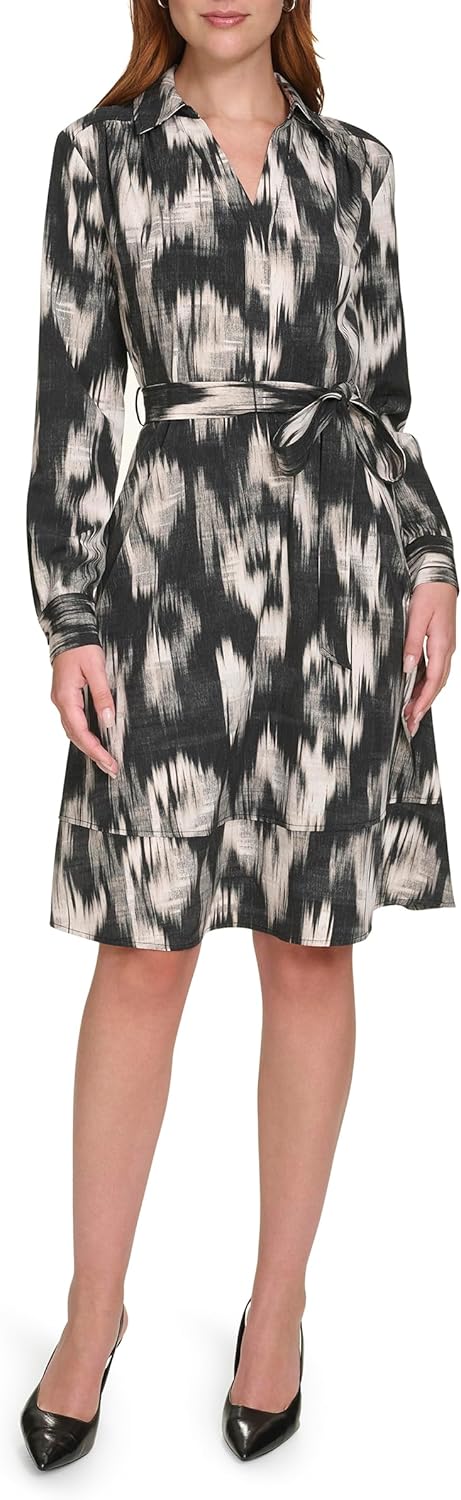 Calvin Klein Women's Casual Everyday Long Sleeve Aline Dress