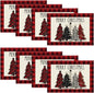 Artoid Mode Waterclor Buffalo Plaid Christmas Trees Placemats Set of 4, 12x18 Inch Winter Table Mats for Outdoor Home Party Kitchen Dining Decor