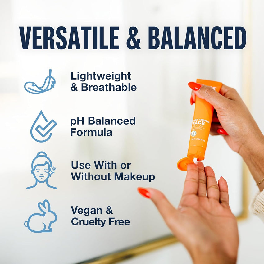 Carpe Sweat Absorbing Face Lotion for Oily Skin Control, Mattifying Face Lotion with Moisturizing Hyaluronic Acid and Squalane, Fragrance Free, 1.35 oz