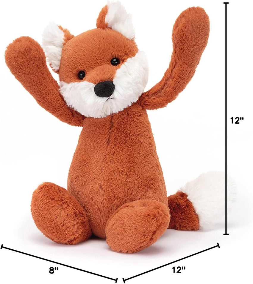 Jellycat Bashful Fox Cub Stuffed Animal, Medium 12 inches - Woodland Plush Toy - Classic Children's Gift