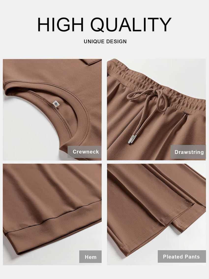 ANRABESS Women 2 Piece Set Long Sleeve Sweatsuit Sweatpants Tracksuit Sweat Casual Matching 2025 Travel Fall Trendy Outfits