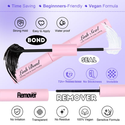 Pawotence Lash Extension Kit DIY 280pcs Lash Clusters Eyelash Extension Kit, 9-16mm 30D 40D Individual Lashes Kit with Lash Bond and Seal, Lash Tweezers for Self Use (30D&40D, 0.07D, 9-16mm, Kit)