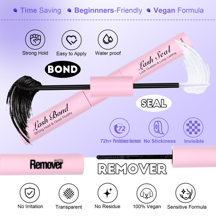 Pawotence Lash Extension Kit DIY 280pcs Lash Clusters Eyelash Extension Kit, 9-16mm 30D 40D Individual Lashes Kit with Lash Bond and Seal, Lash Tweezers for Self Use (30D&40D, 0.07D, 9-16mm, Kit)