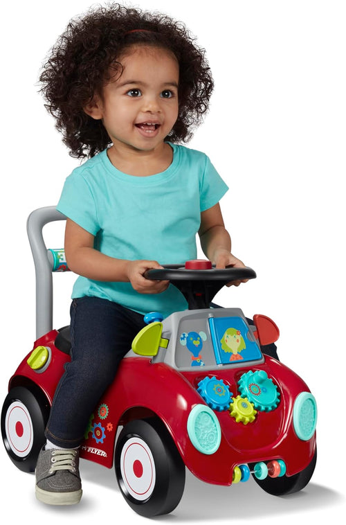 Toddler Car Ride On, Toddler Toys for Ages 1-3, Baby Toys, Radio Flyer Busy Buggy, Red, Sit to Stand Ride On