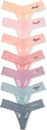 Victoria's Secret Women's Lace Thong Underwear, Panties for Women, Multi Pack (XS-XXL)