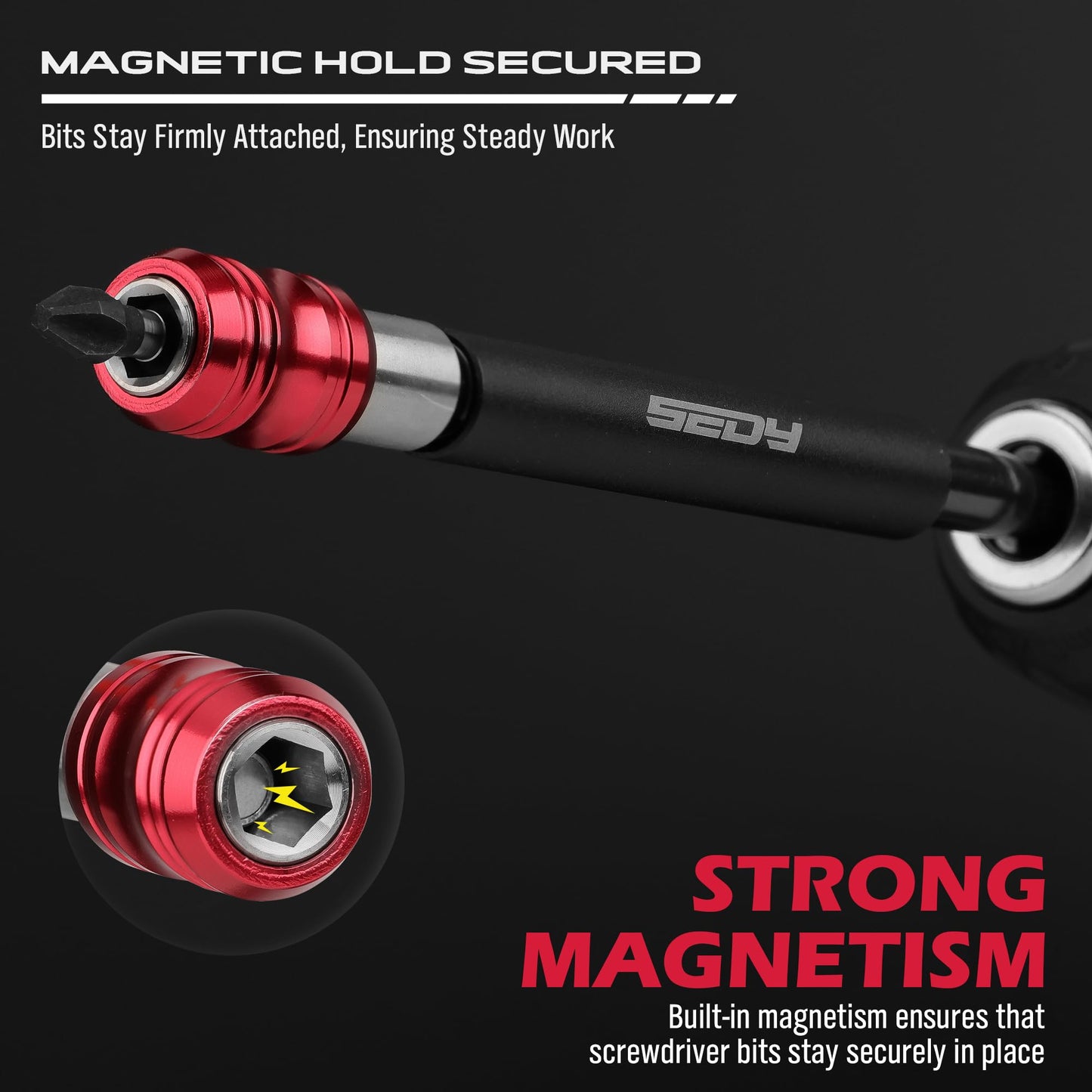 5-Piece 2", 4", 6", 12", 17" Extra Long Magnetic Screwdriver Bit Holders, 1/4 Inch Hex Shank Quick Release Extension Adapter, Durable CR-V Steel, Universal Fit for Impact Driver Bits