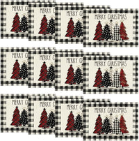 Artoid Mode Waterclor Buffalo Plaid Christmas Trees Placemats Set of 4, 12x18 Inch Winter Table Mats for Outdoor Home Party Kitchen Dining Decor
