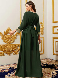 Women Muslim Abaya Kaftan Dress Lace Ethnic Moroccan Dress Eid Prayer Clothes Arabian Maxi Robe