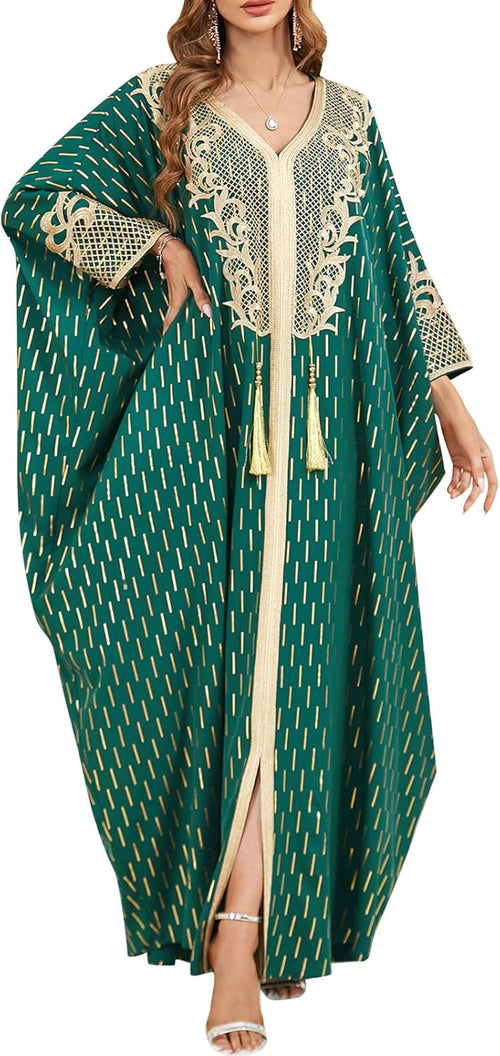 ODIZLI Muslim Abaya for Women Long Dresses Dubai Pendant Bat Sleeves Turkey African Caftan Vest